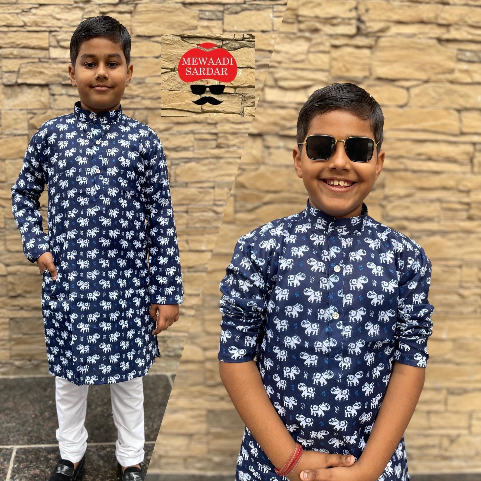 Beautiful Designer Little Kids Printed Kurta Pyjama