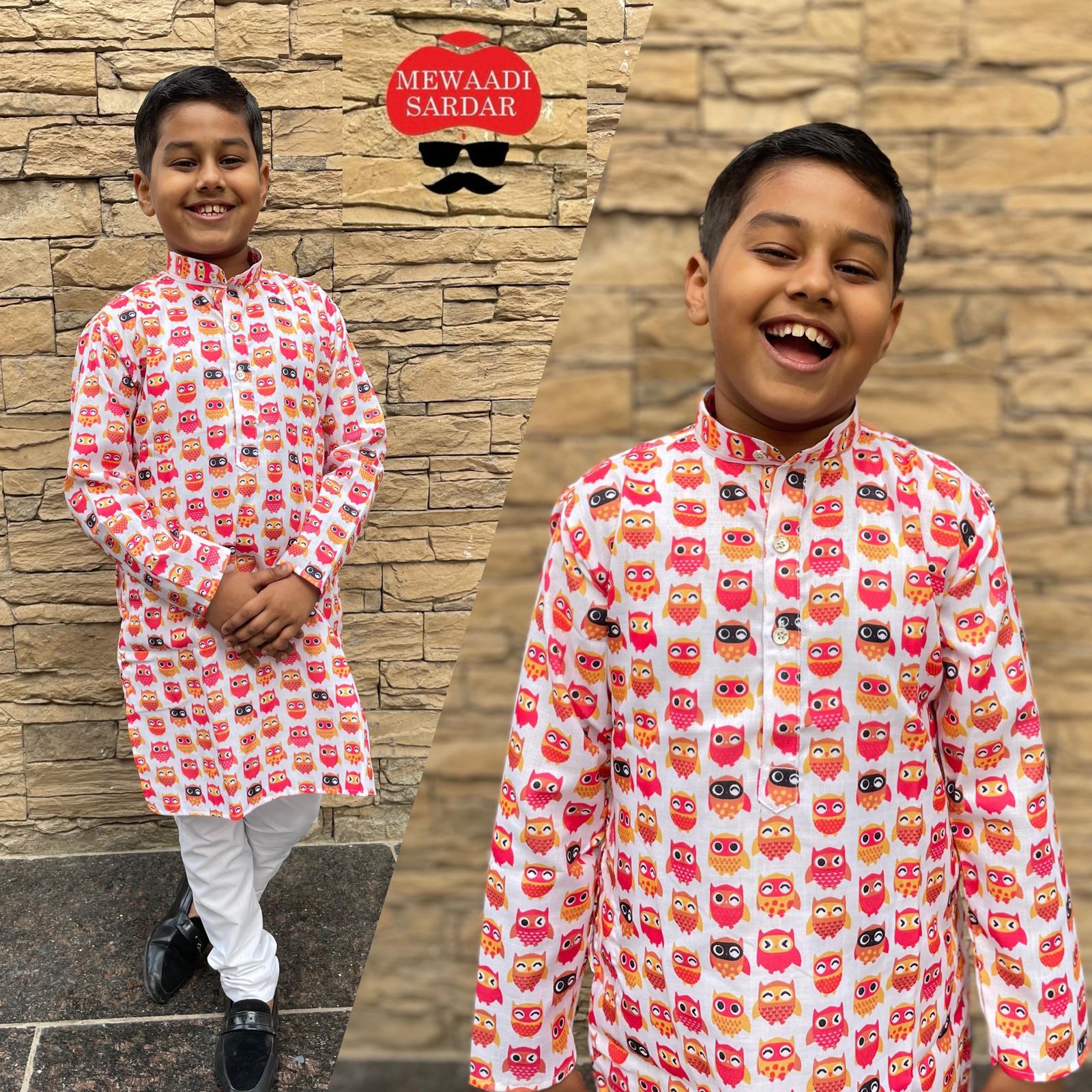 Beautiful Designer Little Kids Printed Kurta Pyjama