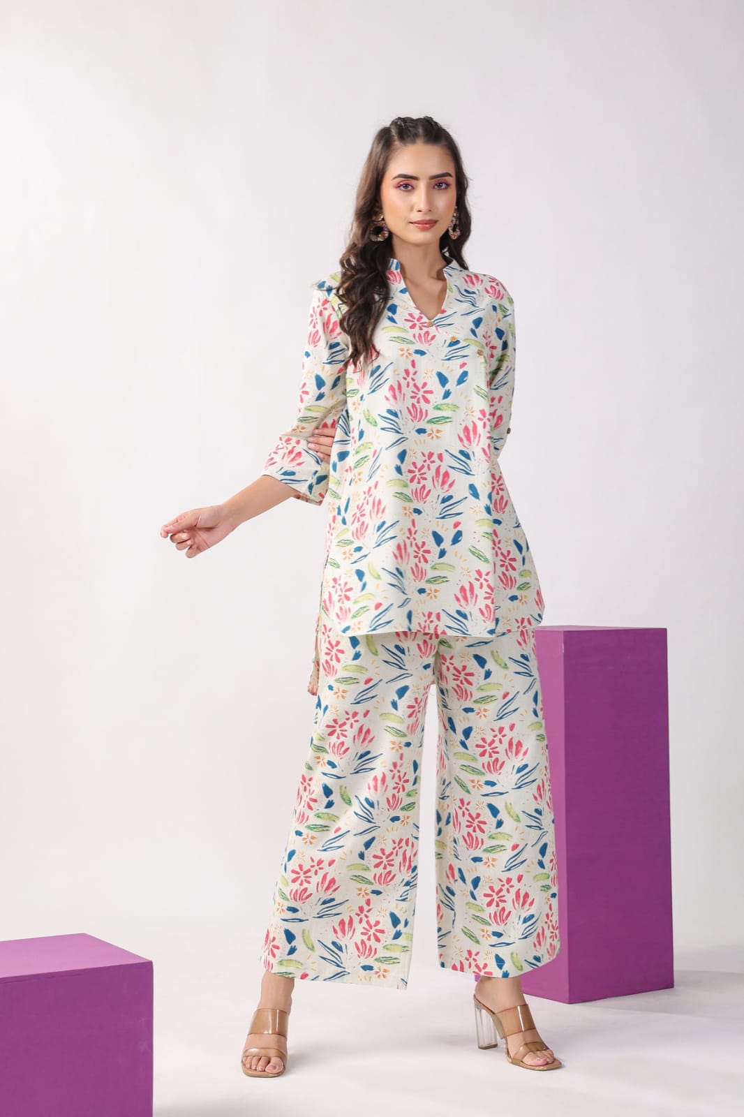 Beautiful Designer Soft Cotton Loungewear Palazzo Co-ord Set