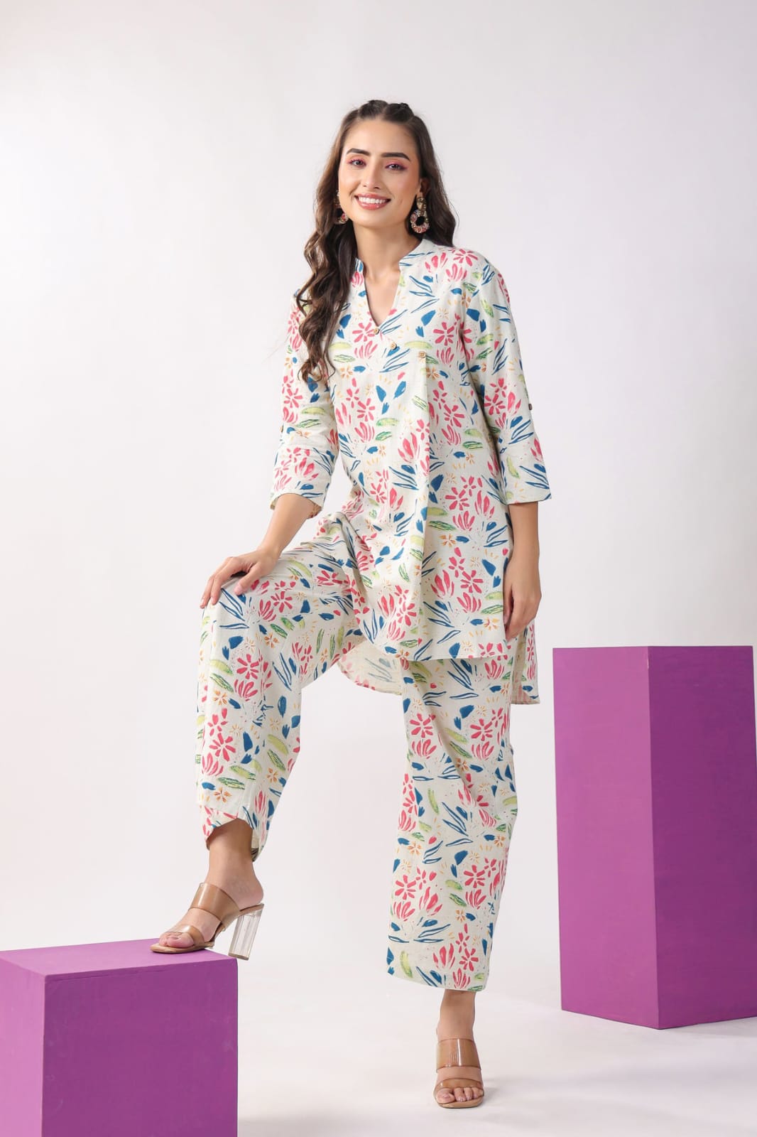 Beautiful Designer Soft Cotton Loungewear Palazzo Co-ord Set