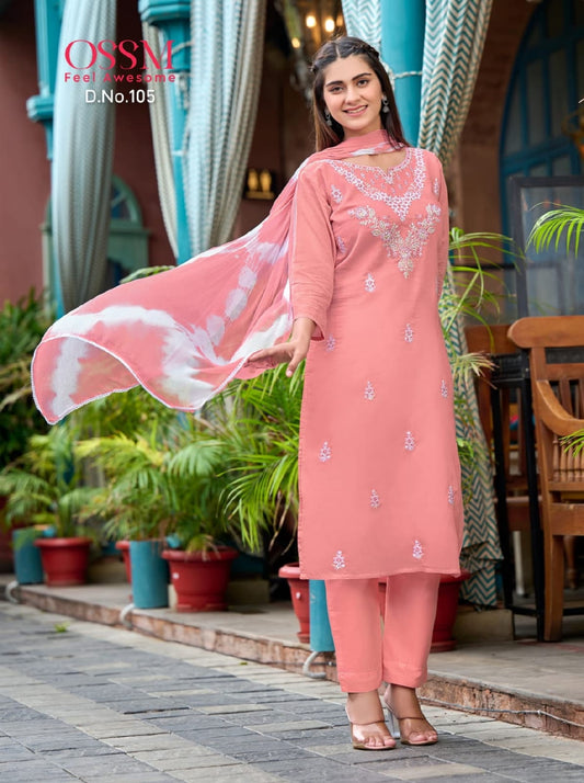 Beautiful Designer premium Cotton Kurti Pant With Dupatta Salwar Suit