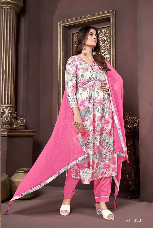 Beautiful Designer Afgani Alia Cut Kurti Pant With Dupatta Salwar Suit