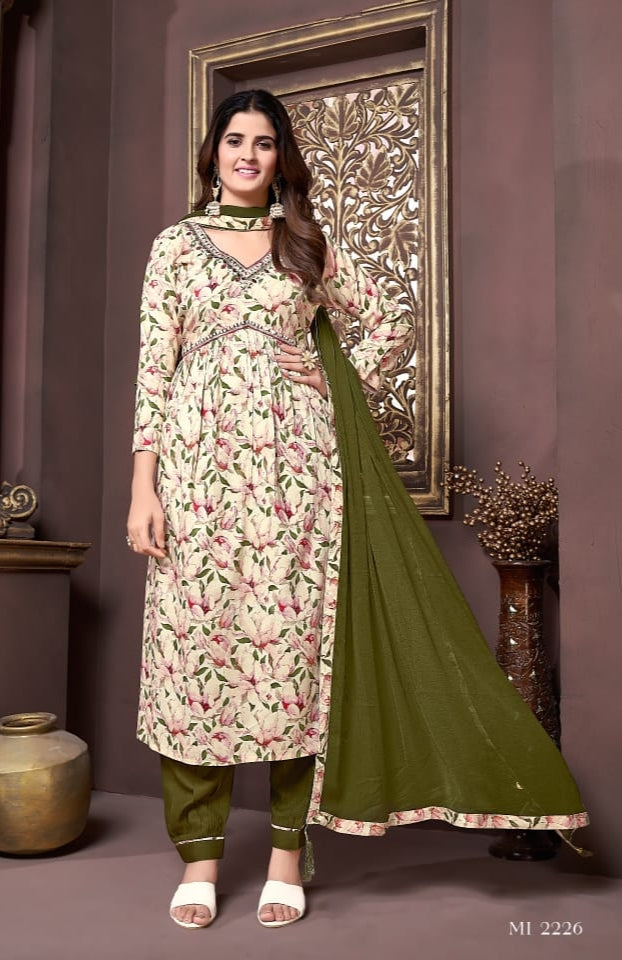 Beautiful Designer Afgani Alia Cut Kurti Pant With Dupatta Salwar Suit