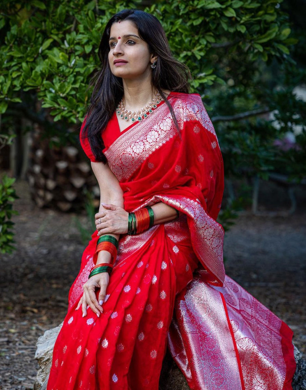 Candy Red Soft Banarasi Silk Saree With Zari Weaving Work