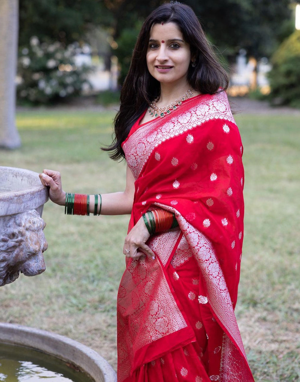 Candy Red Soft Banarasi Silk Saree With Zari Weaving Work