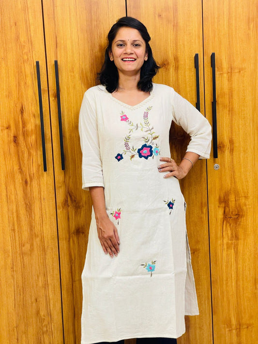 Beautiful Designer Summer Special Pure Khadi Cotton Kurti With Pent