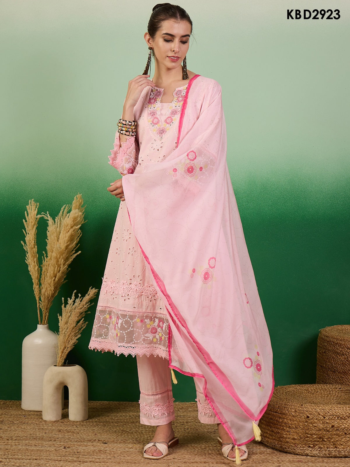 Beautiful Designer Party Wear Cotton Kurti Pant With Dupatta