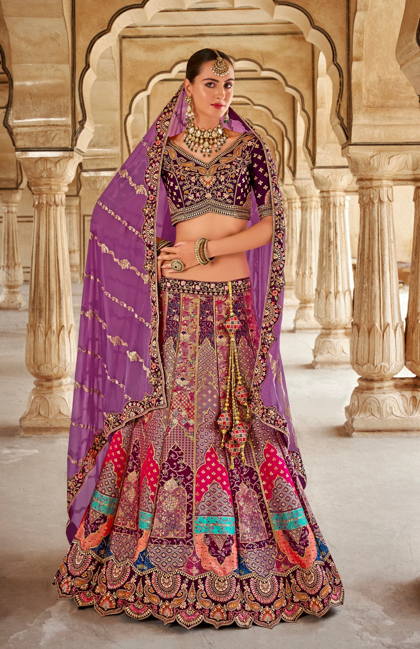 Lavender Banarasi Silk Lehenga with Zarkan Sequins Work