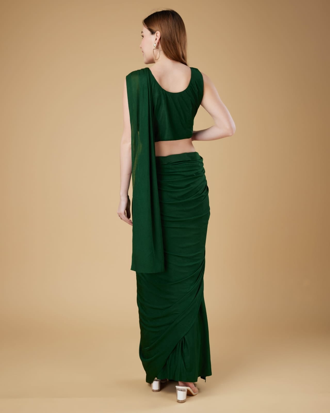 Green Colour Ready-to-Wear Saree with Embroidered Sequence Designer Blouse