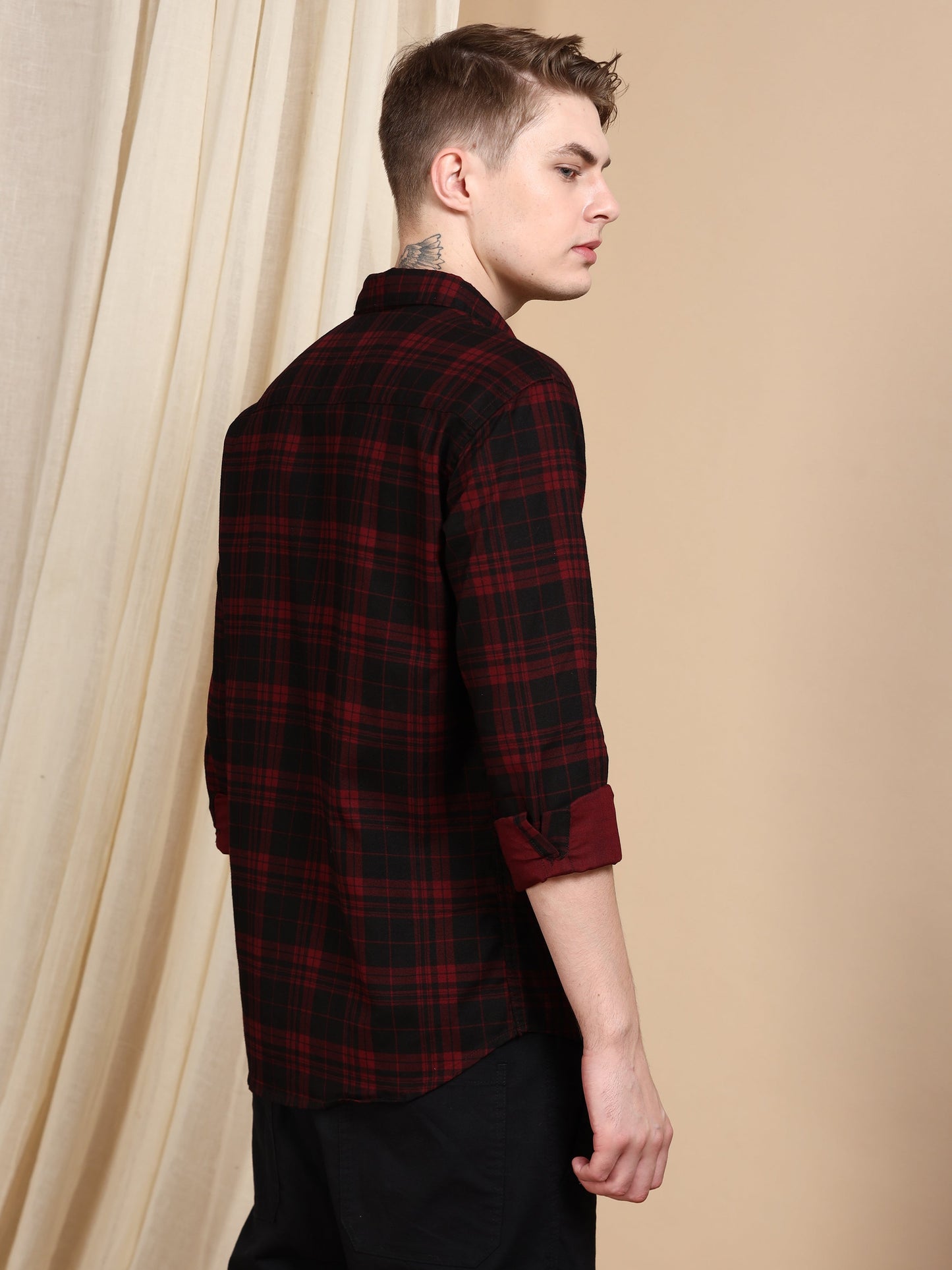 Casual Checked Maroon Shirt For Men