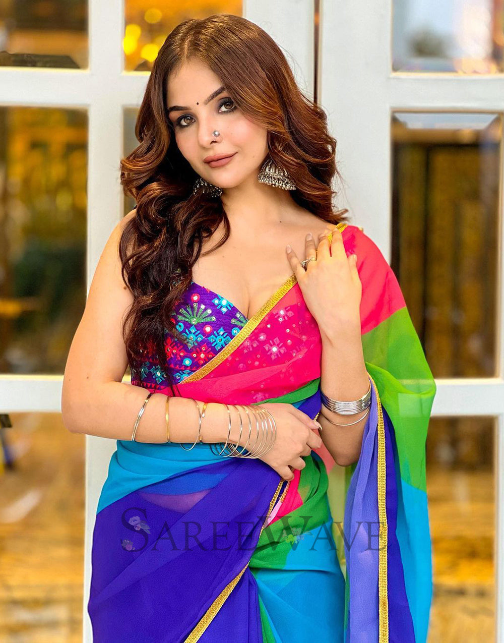 Alia Bhatt Soft Georgette Multi Color Ready To Wear Saree