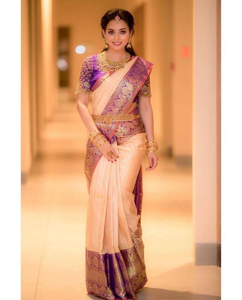 Admirable Peach Soft Silk Saree With Angelic Blouse Piece