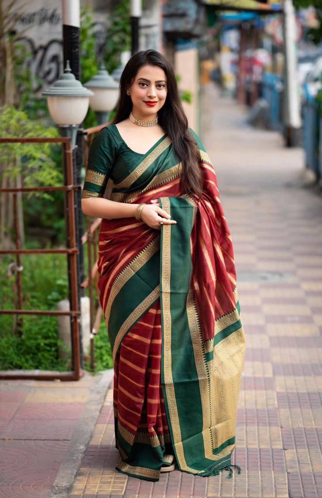 Attractive Maroon Soft Silk Saree With Enamoring Blouse Piece