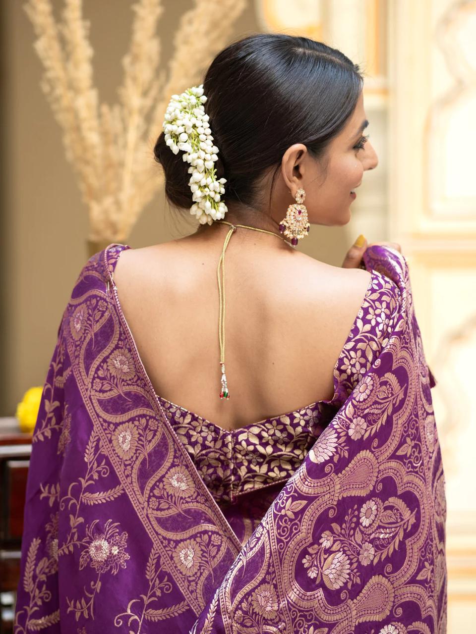 Grandiose Purple Soft Silk Saree With Petrichor Blouse Piece