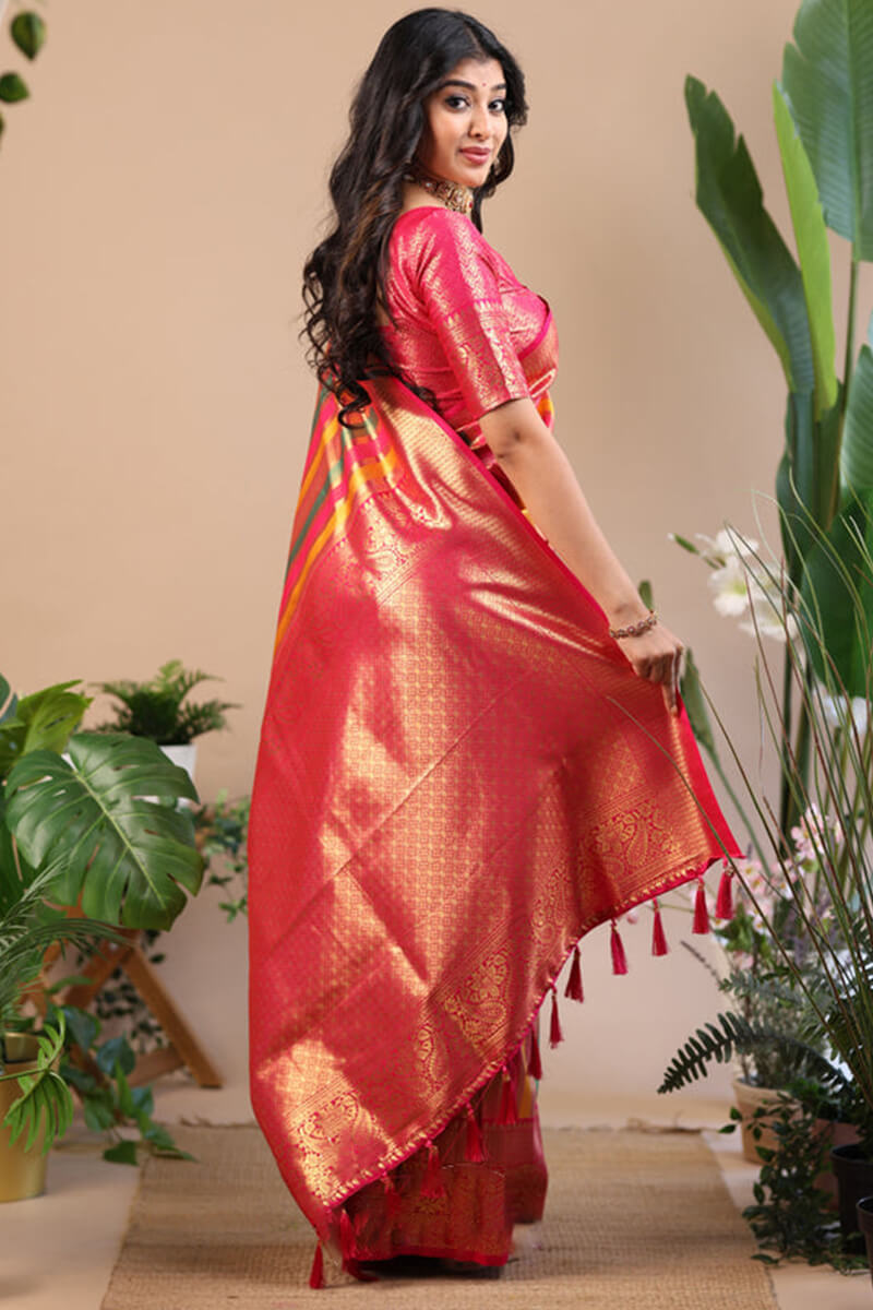 Luxuriant Multicolor Soft Banarasi Silk Saree With Supernal Blouse Piece