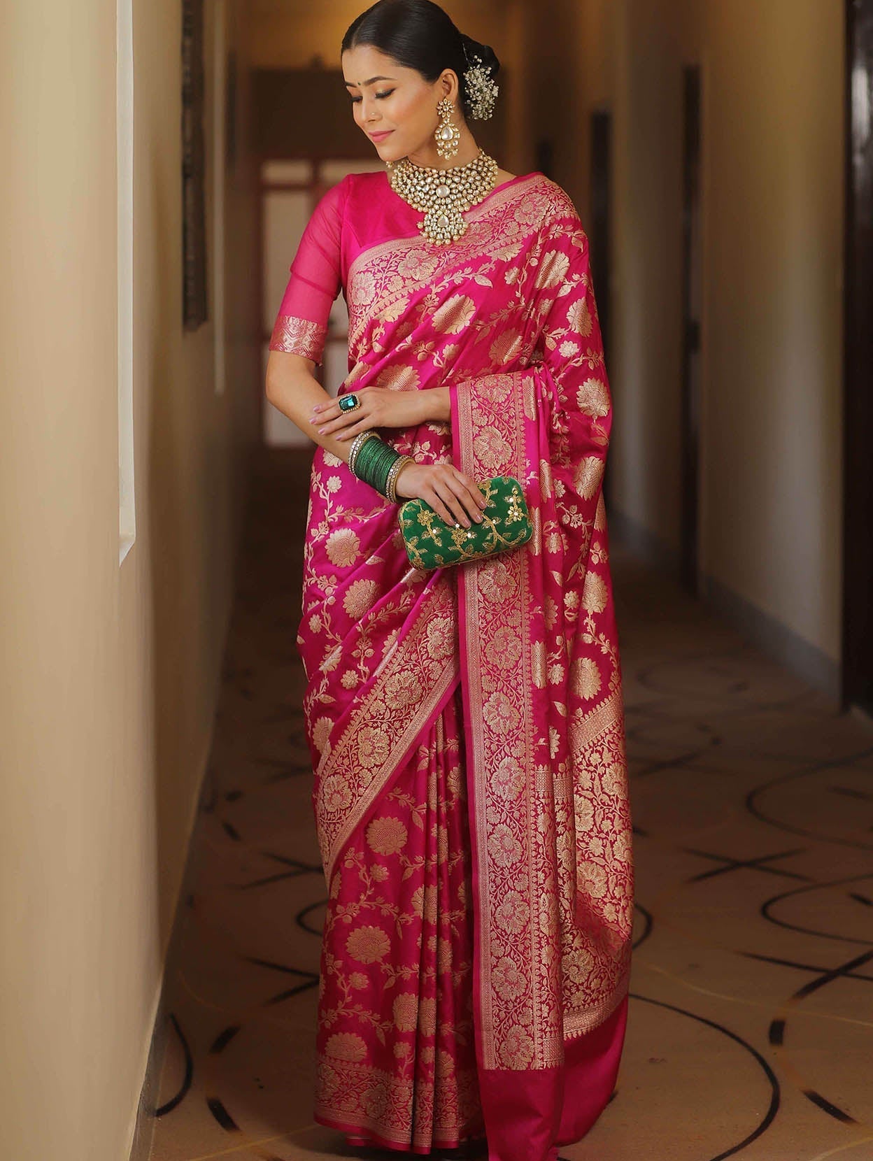 Fairytale Dark Pink Soft Silk Saree With Comely Blouse Piece