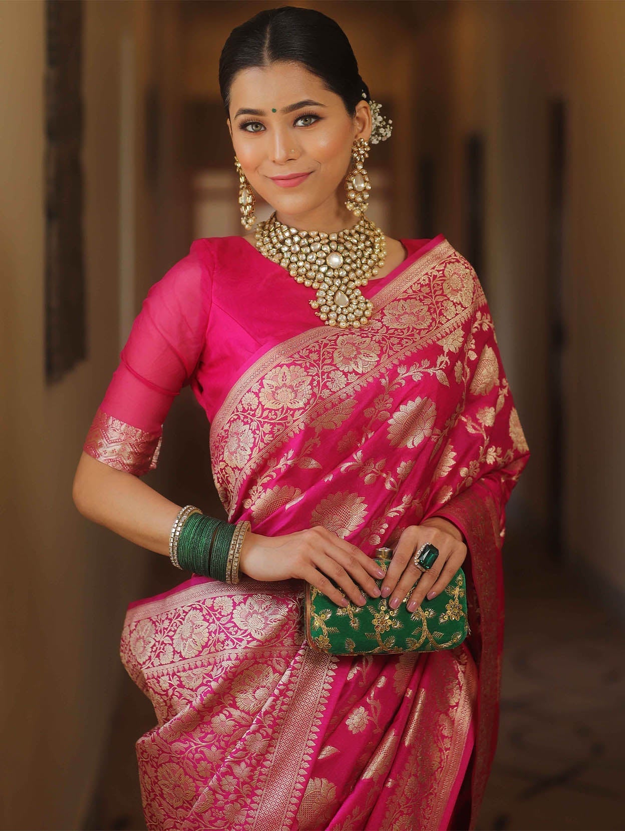 Fairytale Dark Pink Soft Silk Saree With Comely Blouse Piece