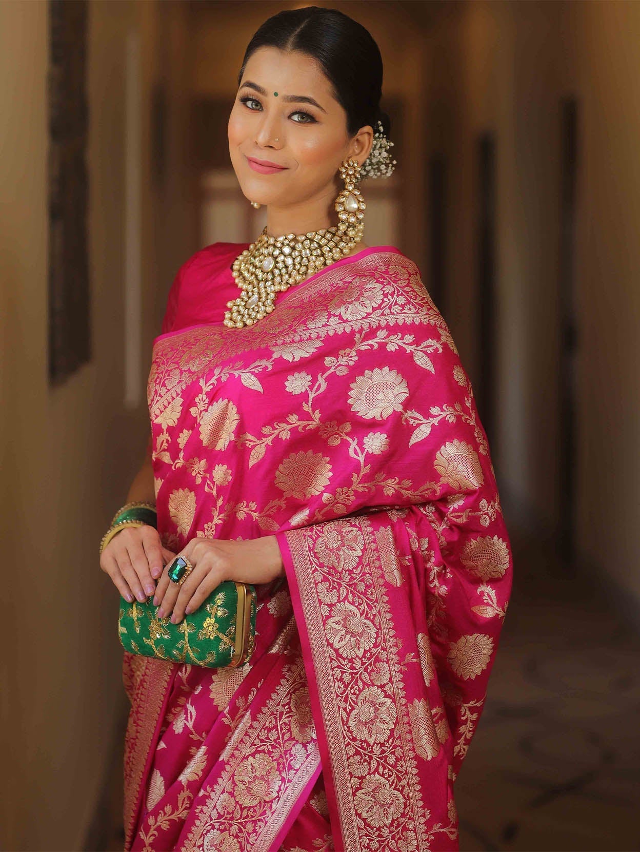 Fairytale Dark Pink Soft Silk Saree With Comely Blouse Piece