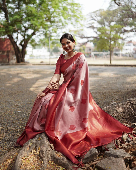 Exuberant Pink Soft Silk Saree With Panoply Blouse Piece