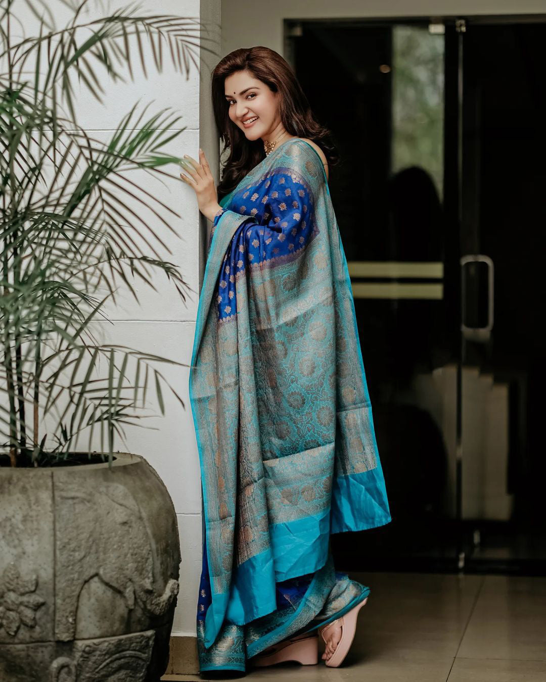 Impressive Blue Soft Banarasi Silk Saree With Beauteous Blouse Piece