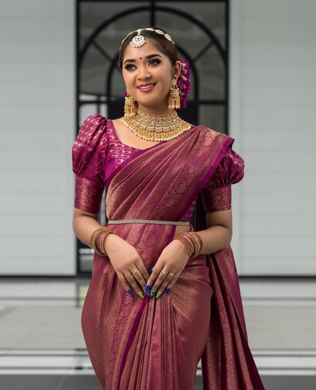 Fairytale Purple Soft Silk Saree with Energetic Blouse Piece