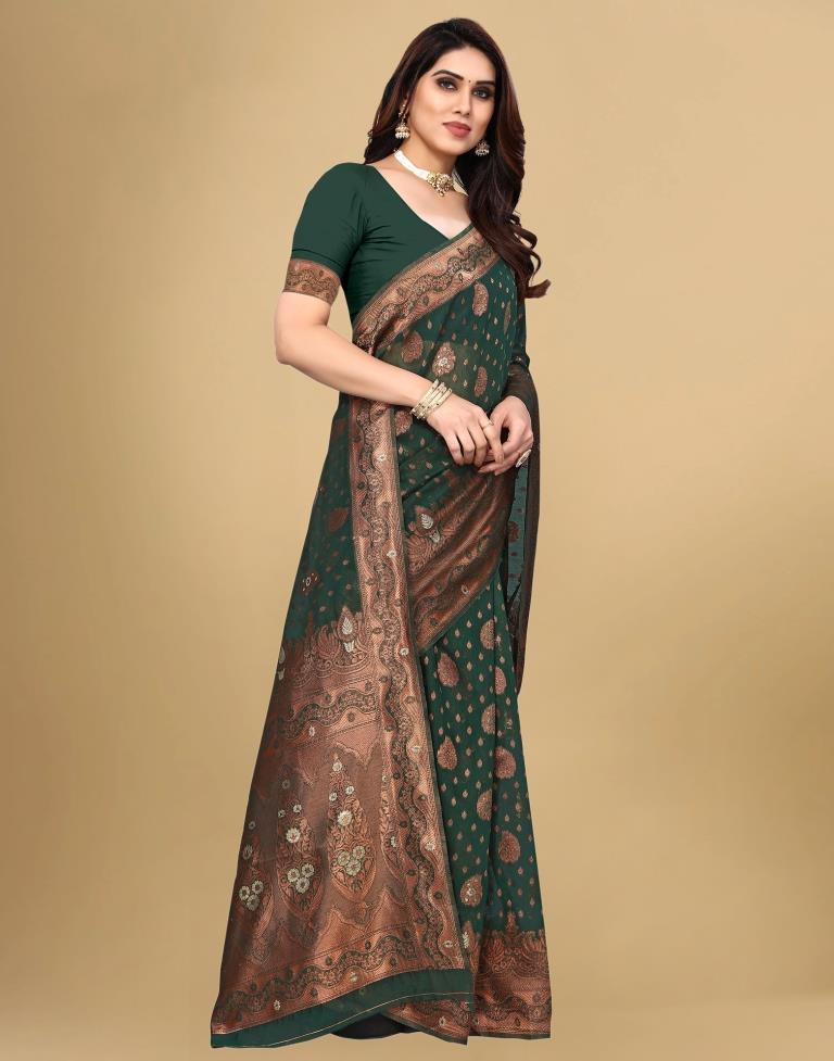 Green Jacquard Banarasi Silk Saree