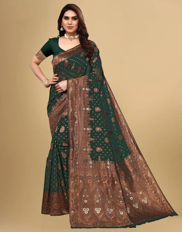 Green Jacquard Banarasi Silk Saree