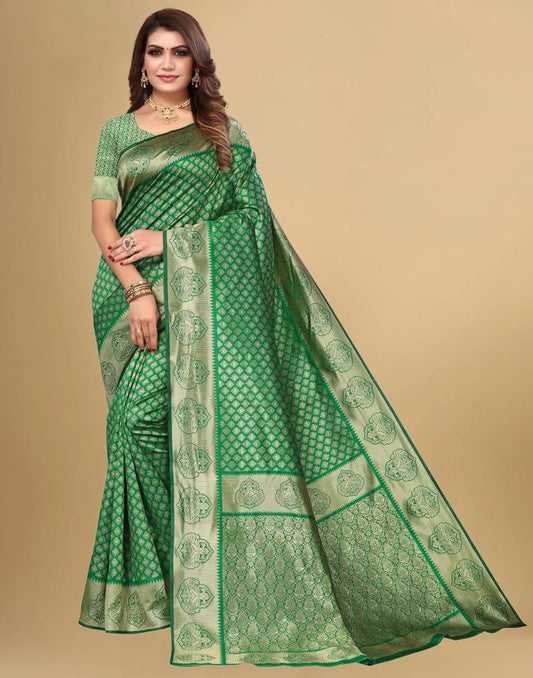 Green Jacquard Banarasi Silk Saree