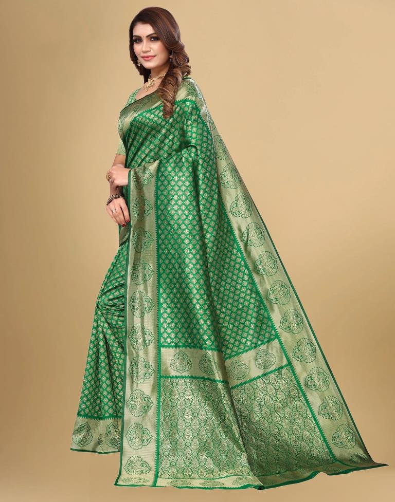 Green Jacquard Banarasi Silk Saree