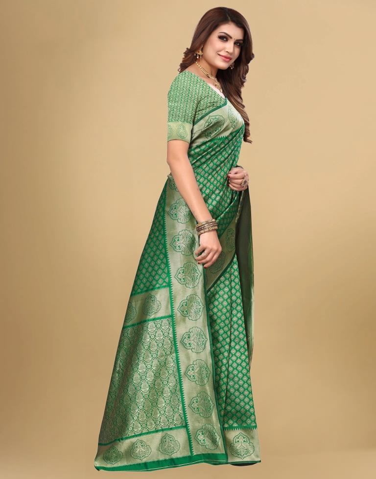 Green Jacquard Banarasi Silk Saree