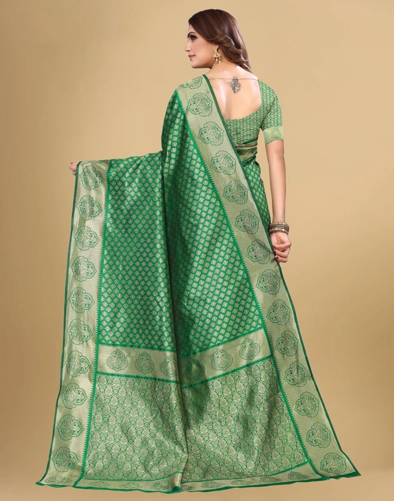 Green Jacquard Banarasi Silk Saree