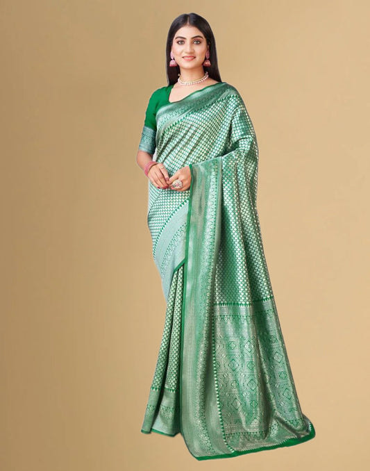 Green Jacquard Banarasi Silk Saree