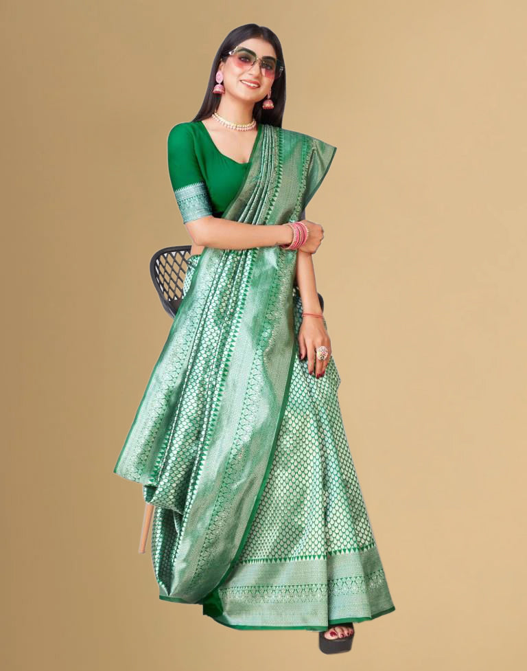 Green Jacquard Banarasi Silk Saree