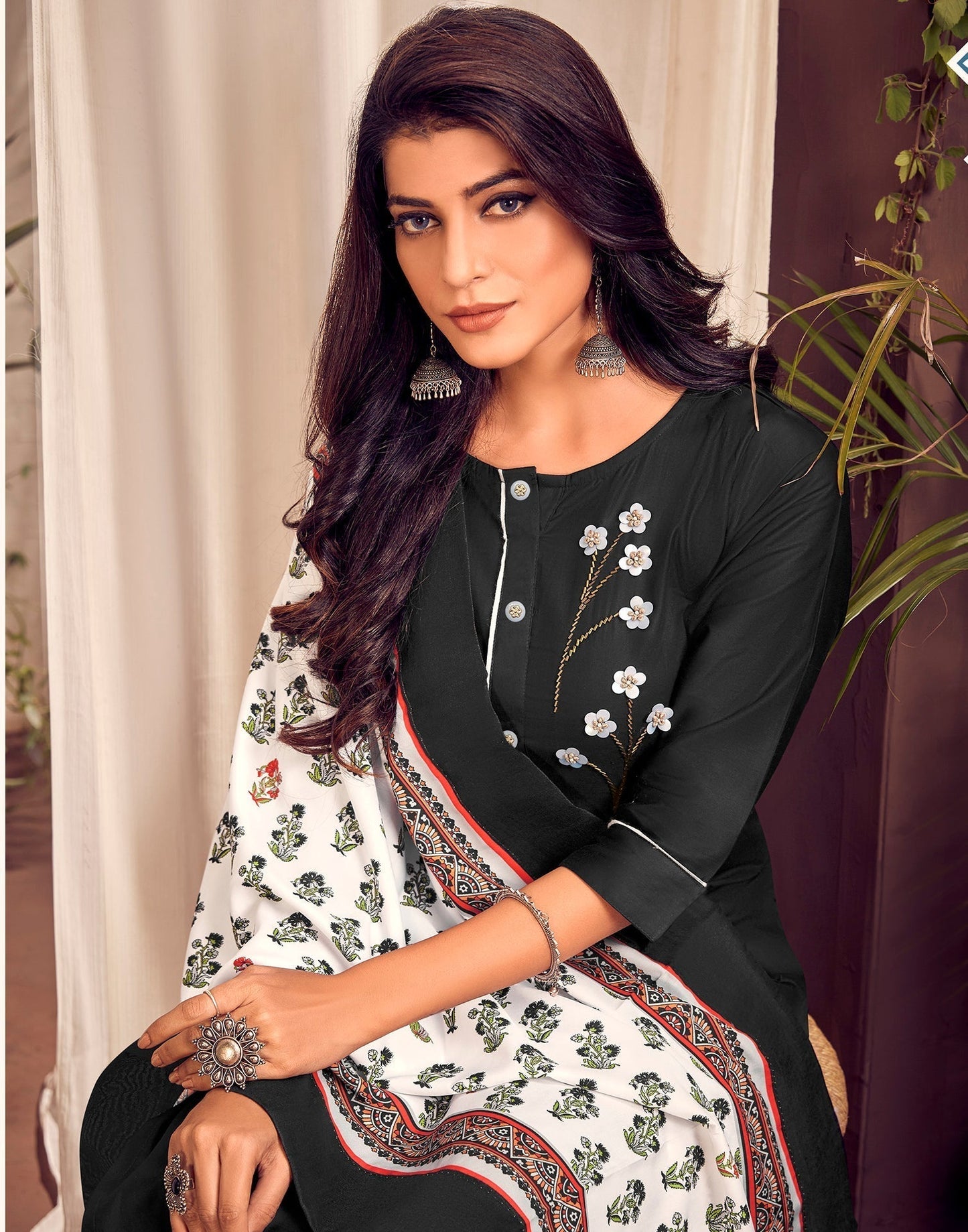 Black Kurti with Pant And Dupatta