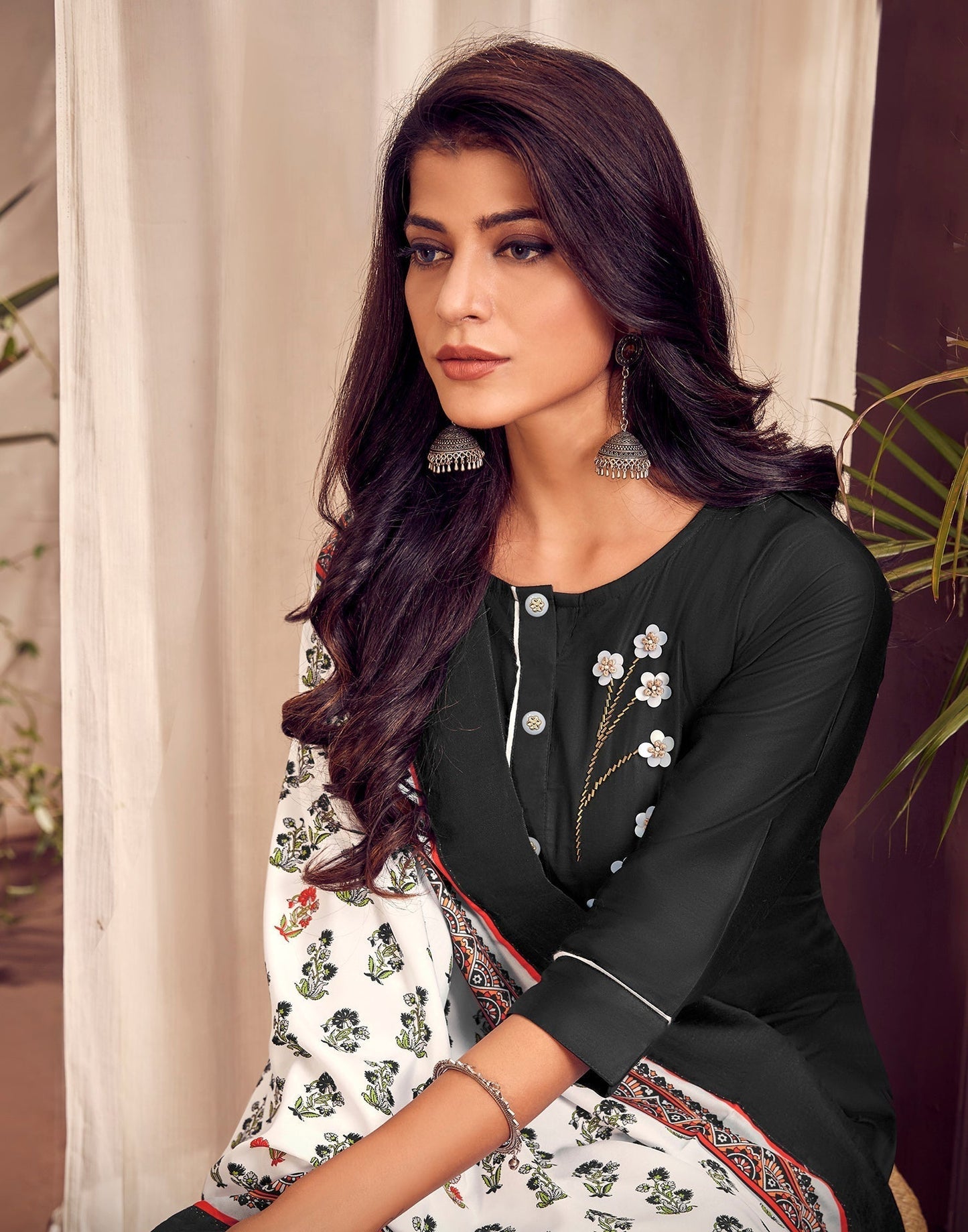 Black Kurti with Pant And Dupatta