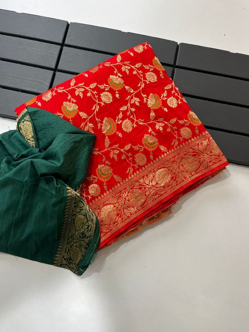 Divine Red Soft Banarasi Silk Saree With Forbearance Blouse Piece