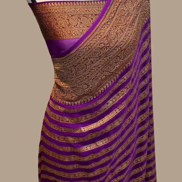 Cynosure Purple Soft Banarasi Silk Saree With Ephemeral Blouse Piece