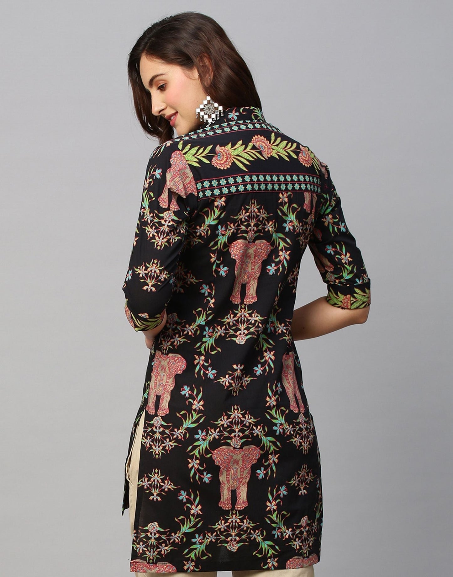 Black Printed Cotton Kurti