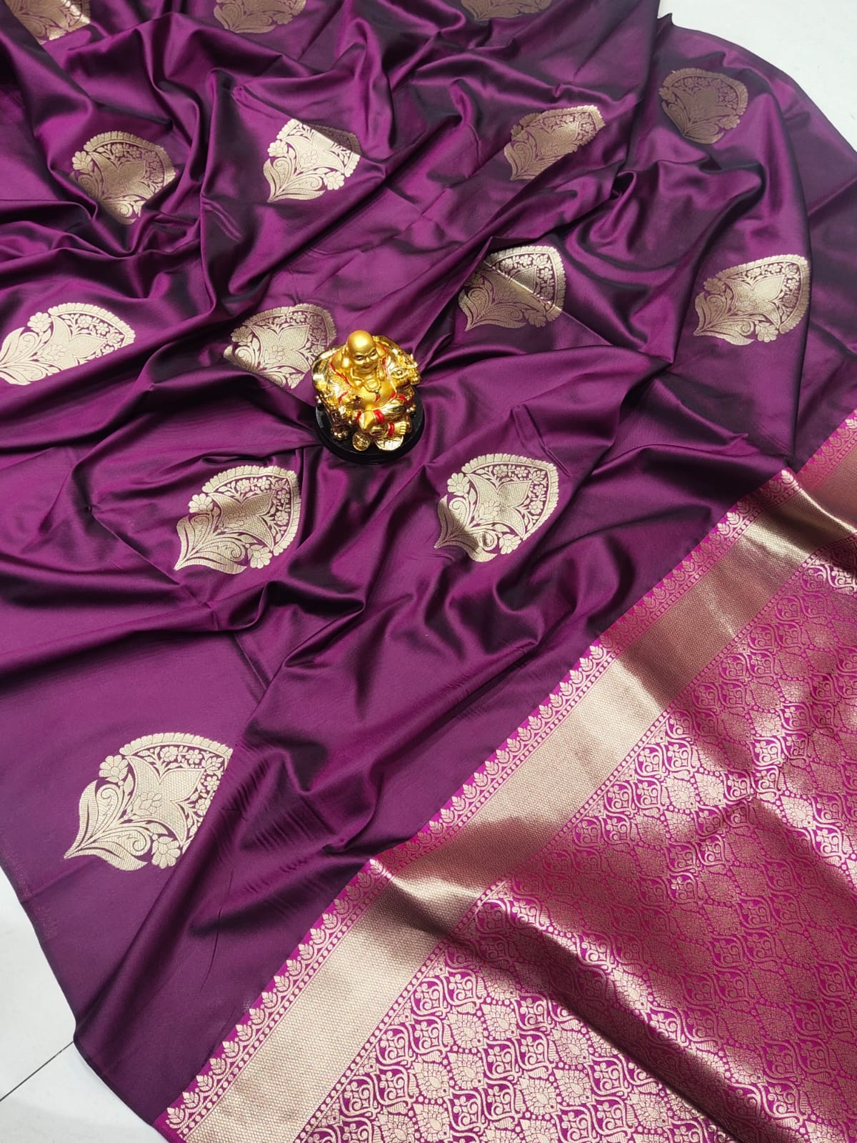 Energetic Wine Soft Banarasi Silk Saree With Fancifull Blouse Piece