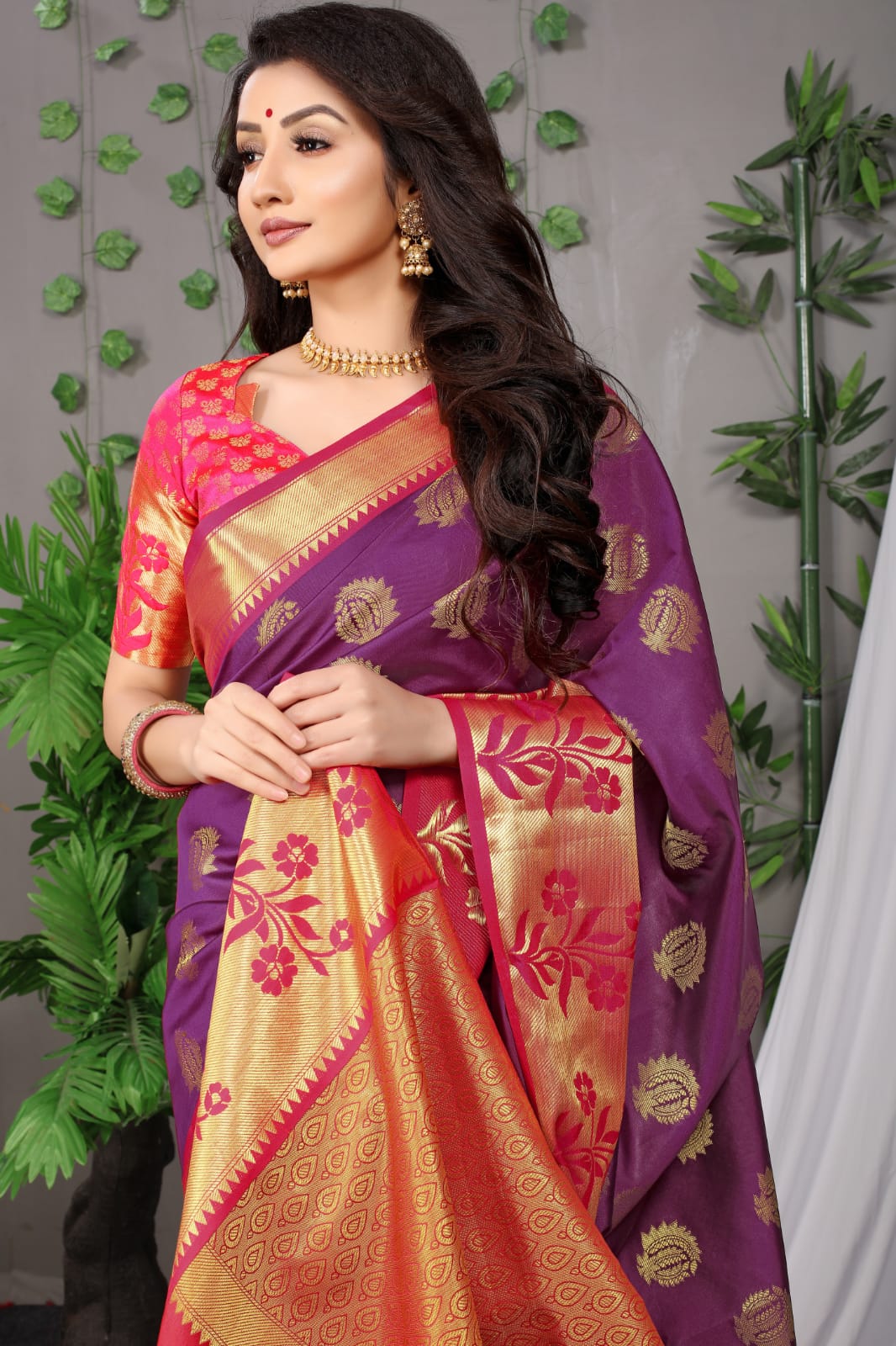 Mesmeric Purple Banarasi Silk Saree With Most Adorable Blouse Piece