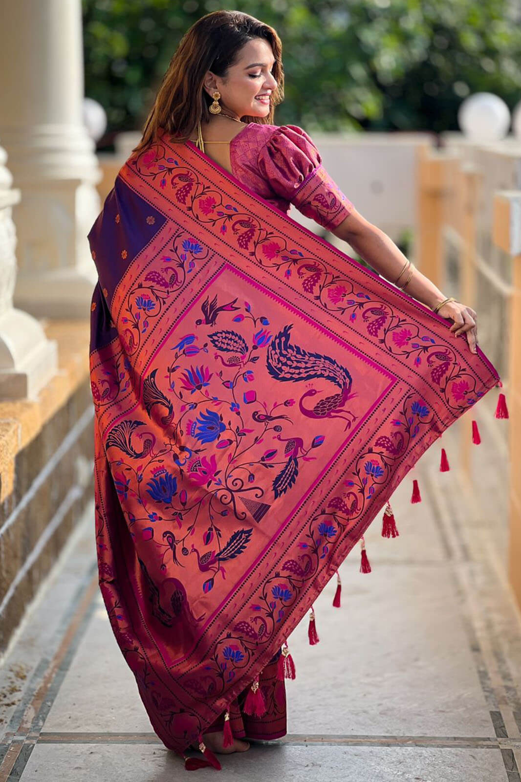 Adorable Purple Paithani Silk Saree With Ravishing Blouse Piece