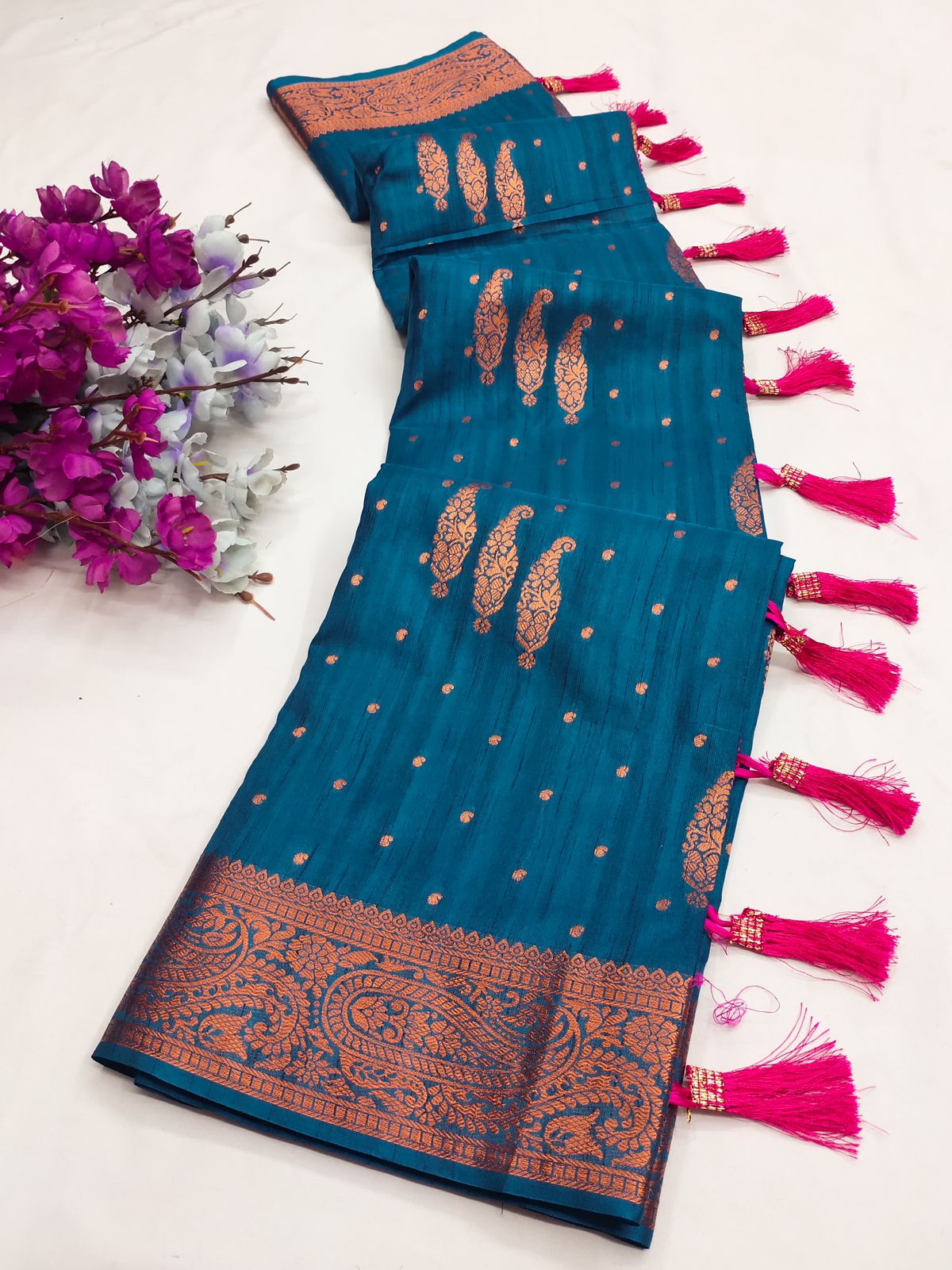 Captivating Teal Blue Soft Banarasi Silk Saree With Incomparable Blouse Piece