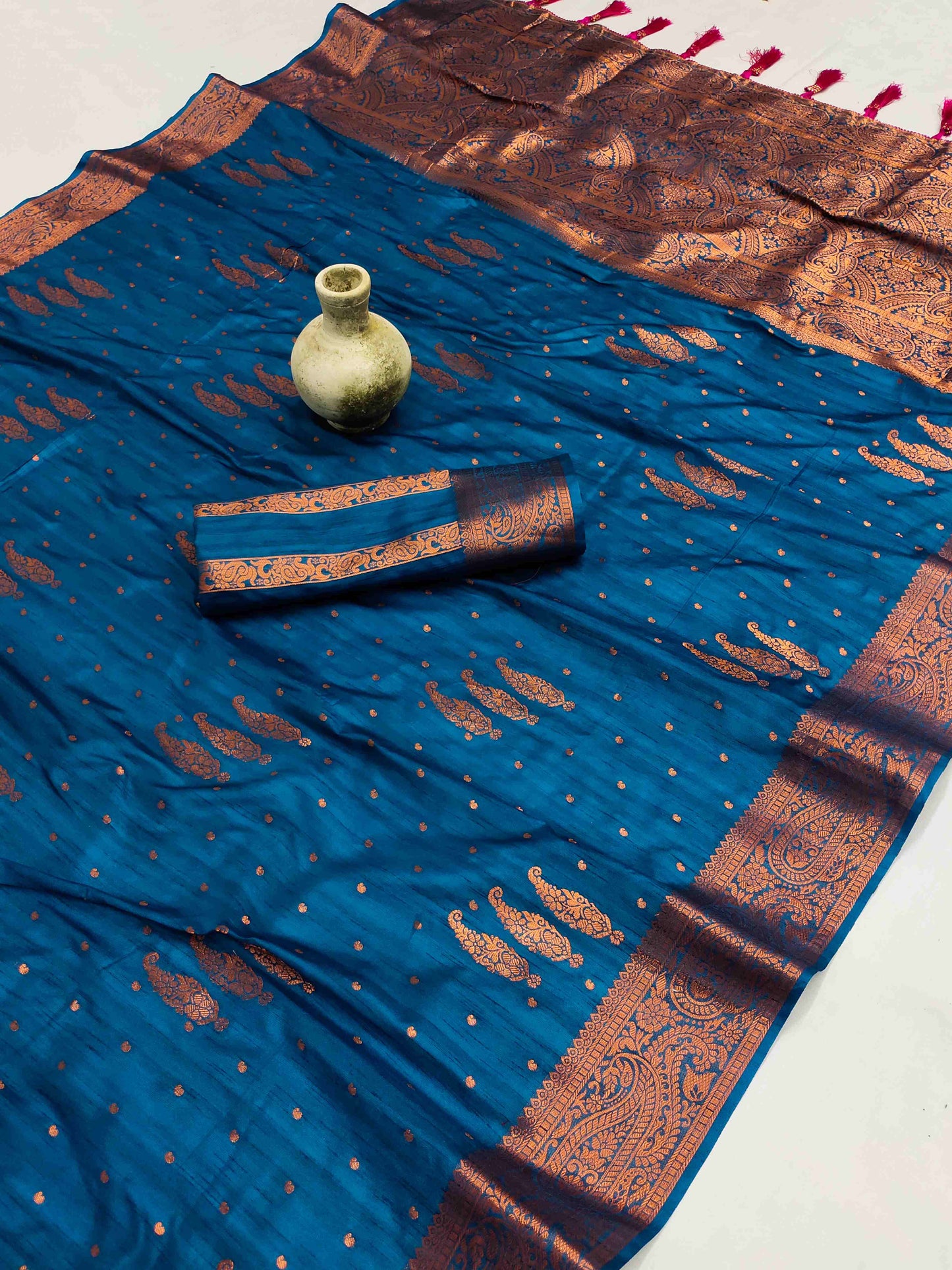 Captivating Teal Blue Soft Banarasi Silk Saree With Incomparable Blouse Piece