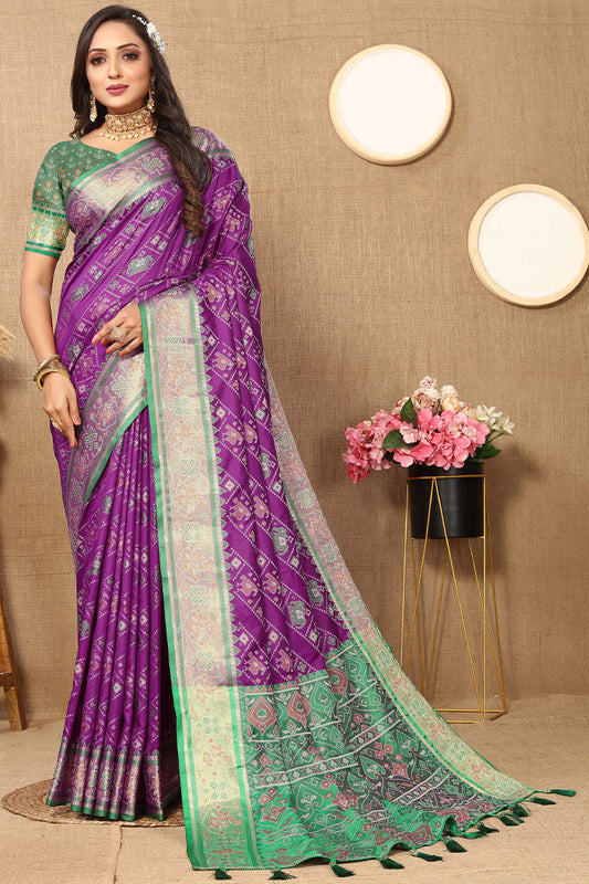 Felicitous Purple Soft Banarasi Silk Saree With Fantabulous Blouse Piece