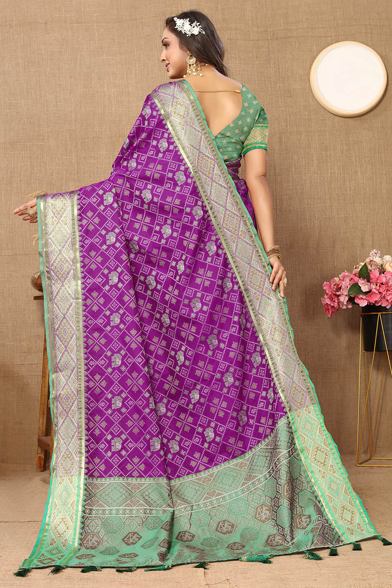 Improbable Purple Soft Banarasi Silk Saree With Exquisite Blouse Piece