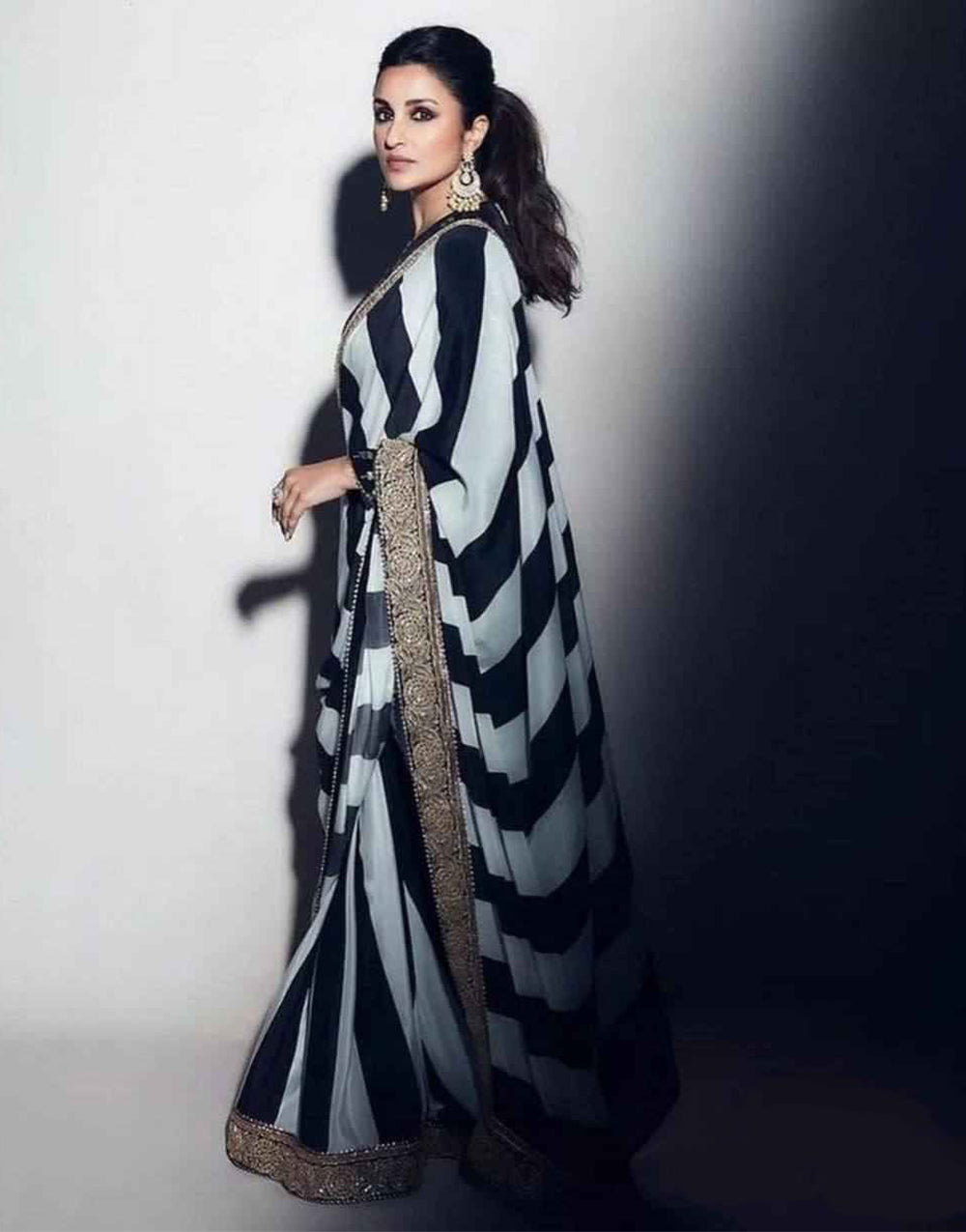 Black Georgette With Printed Saree