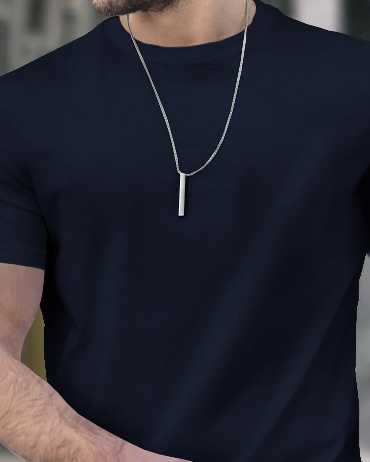 (Pack Of 1) Men Half Sleeve Round Neck Plain T-shirt / Navy Blue