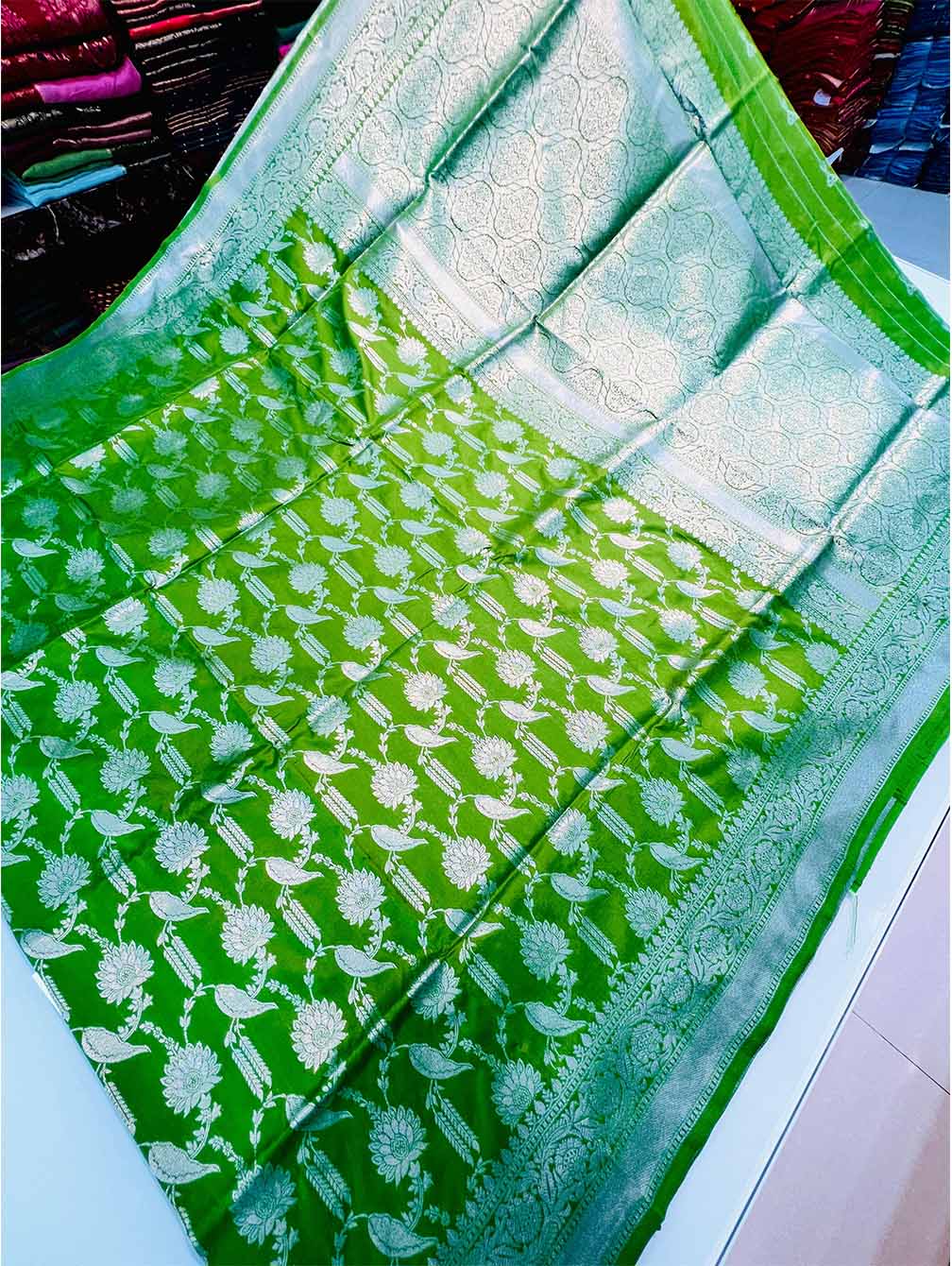 Classy Green Soft Banarasi Silk Saree With Precious Blouse