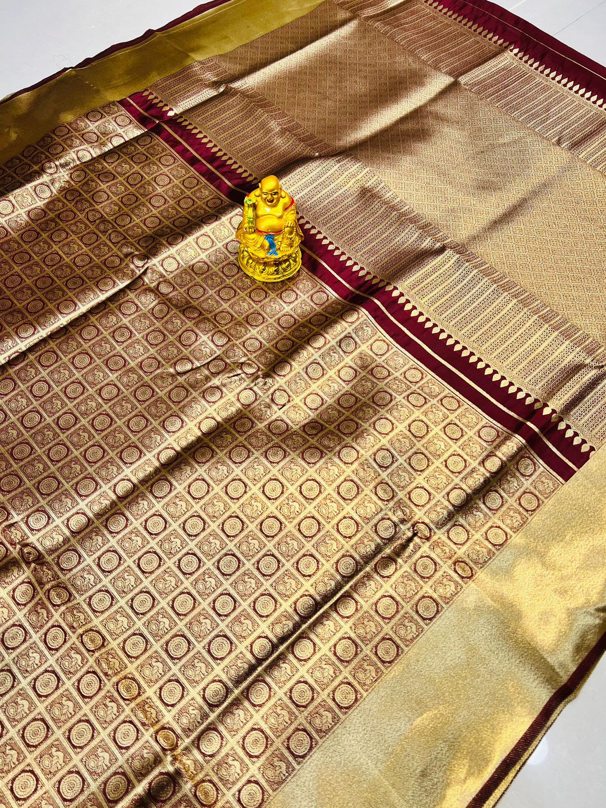 Fantabulous Wine Kanjivaram Silk With Lagniappe Blouse Piece