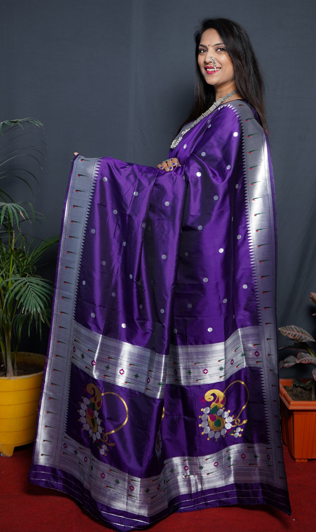 Admirable Royal Blue Paithani Silk Saree With Angelic Blouse Piece